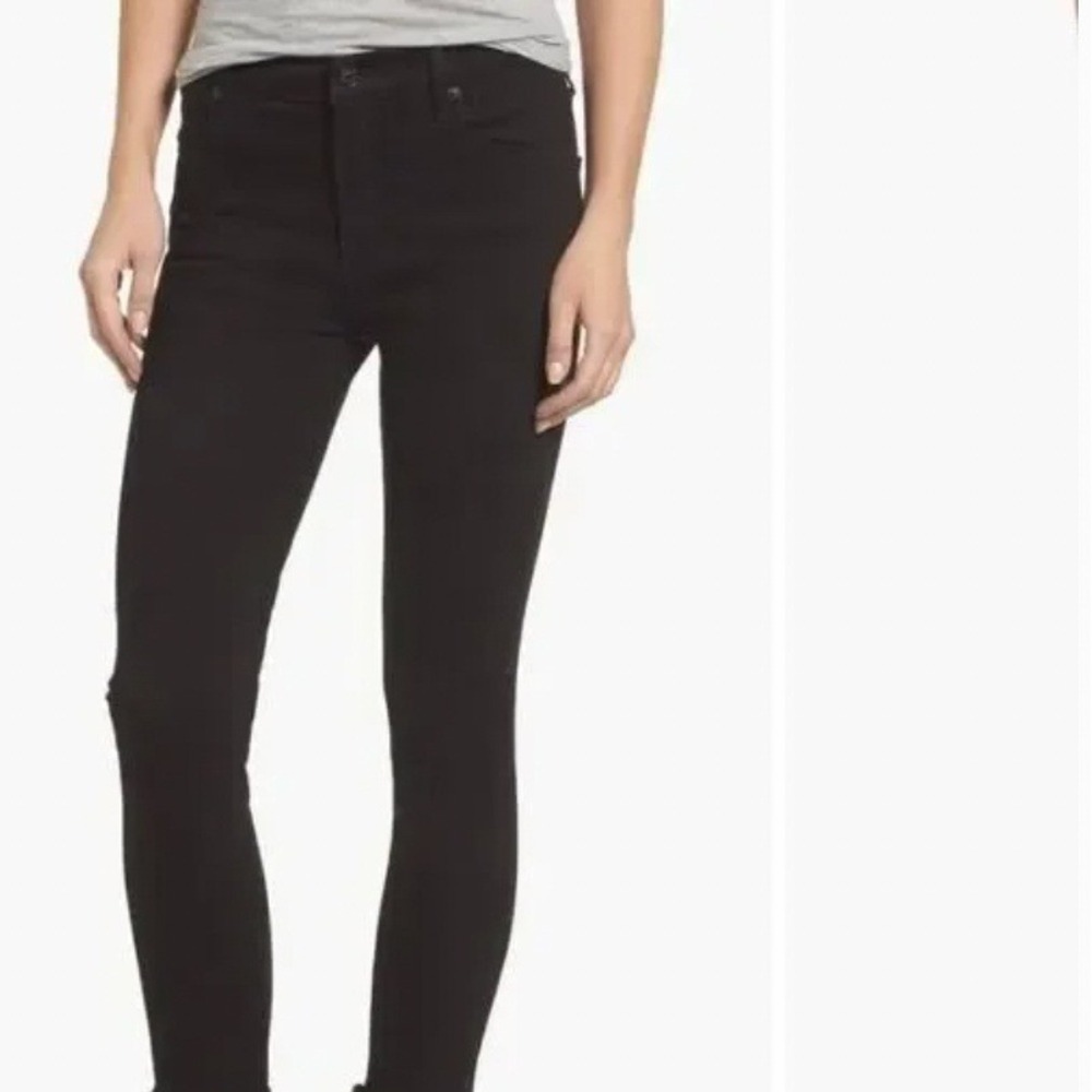 AGOLDE Sophie High Rise Skinny Jeans Washed Black Raw Hem Size 27